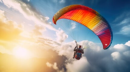 paraglider navigating through clouds