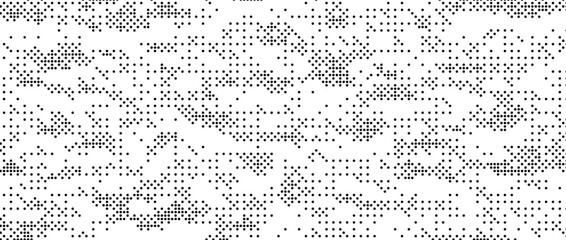 Poster - Pixelated grain texture bitmap. Dither grunge background. Abstract dotted glitchy pattern. Video game screen wallpaper. Retro pixel art backdrop. Comic halftone overlay. Dust speckles effect vector
