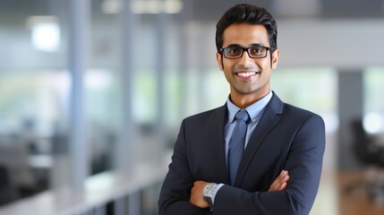Poster - Indian businessman smiling and looking at camera 