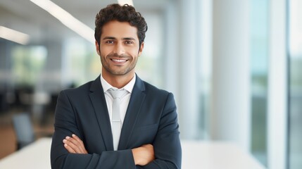 Poster - Indian businessman smiling and looking at camera 