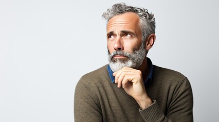 Wall Mural - Middle-aged man with a thoughtful expression, 