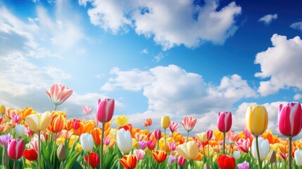 Wall Mural - Vibrant tulip field in spring, 