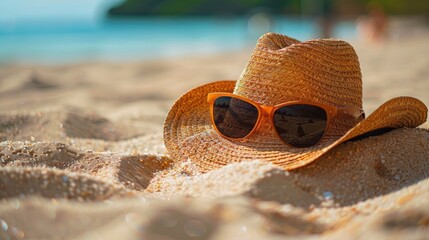 Sand with hat and sunglasses