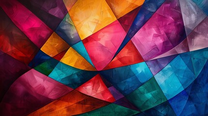 Poster - vibrant abstract geometric pattern with colorful overlapping shapes creating a dynamic and modern ar