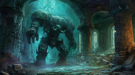 Wall Mural - Golems in Enchanted Realm: Fantasy Landscape Adventure Fantasy  wallpaper