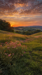 Canvas Print - In the waning light of evening, a breathtakingly serene scene unfolds