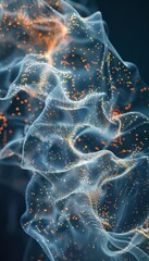 Poster - abstract digital art with flowing lines and dots of light, depicting a futuristic and dynamic energy