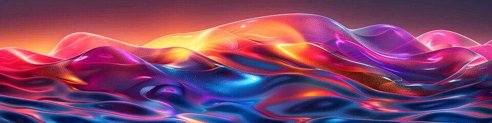 Wall Mural - Futuristic Holographic Gradient Background with Psychedelic Colorful Pattern