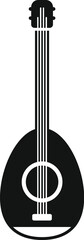 Poster - Black and white silhouette icon of a lute, a stringed musical instrument