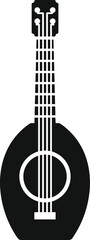 Poster - Black and white silhouette icon of a mandolin, a stringed musical instrument