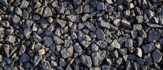 Wall Mural - Panoramic close-up, high detail scan of asphalt with gravel texture material, Generative AI