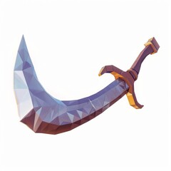 3D Render, Low Poly style of a pirate cutlass, on isolated white background, Generative AI