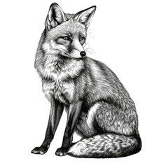 Black And White Drawing Fox lllustrations Art, Generative AI