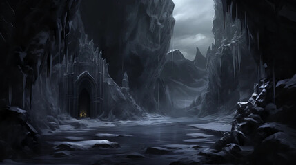 Wall Mural - Ice Cavern: Enchanted Realm of Frost and Light Fantasy  wallpaper