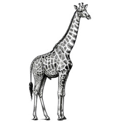 Black And White Drawing Giraffe lllustrations Art, Generative AI