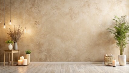 Wall Mural - Serene minimalist background features calming warm beige tone with subtle texture, perfect for modern digital design and interior decorating.