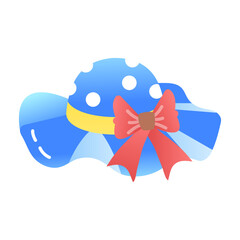 Poster - Summer hat with a ribbon bow on it, flat icon 