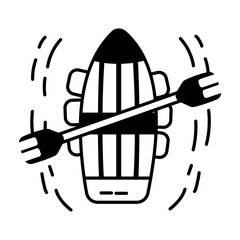 Sticker - A glyph style icon of paddle boat  