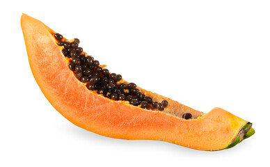 Wall Mural - Sliced papaya isolated on white background.