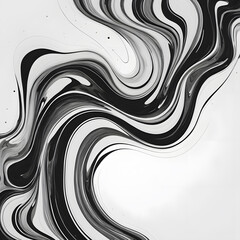 Poster - Abstract black and white swirl pattern with a textured design, featuring wavy lines and artistic curves