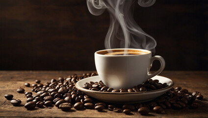 Wall Mural - A steaming cup of coffee