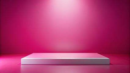 Vibrant pink abstract background with modern white platform and subtle gradient, ideal for futuristic technology or innovative business concepts.