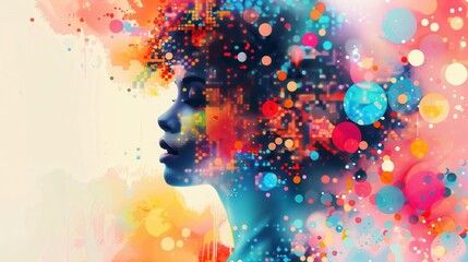 Sticker - Colorful Abstract Portrait of a Woman.