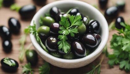 Wall Mural - Olives green and black decorated with parsley