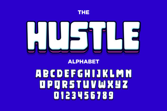 Modern playful alphabet letter and number set.  funky font or typography. Vector bold font for poster, flyer, book cover, greeting card, product packaging, graphic print, etc.