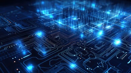 Aufkleber - circuit glowing blue background