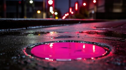 Poster - distorted neon pink circle