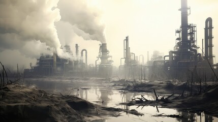 Wall Mural - smog oil refineries