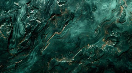 Wall Mural - Artistic image of background surface plastering or malachite in dark green tones.