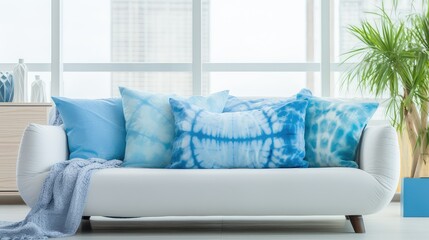 Wall Mural - couch tie dye light blue