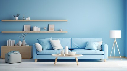 Poster - contemporary blue home interior