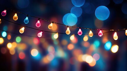 Poster - contrast string lights bokeh