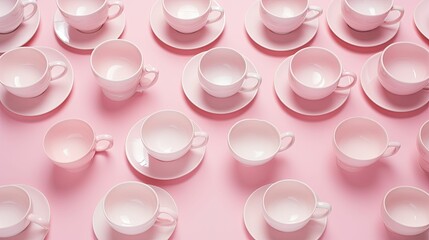 Sticker - teacups soft pink background