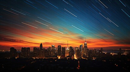 Canvas Print - cityscape star burst lines