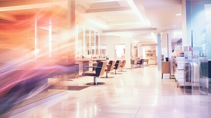 Canvas Print - movement blurred beauty salon interior