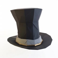 3D Render, Low Poly style of a cartoon top hat, on isolated white background, Generative AI