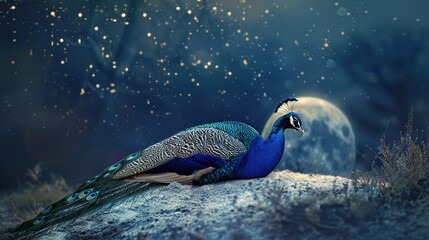 Sticker - Peacock under the Moonlight