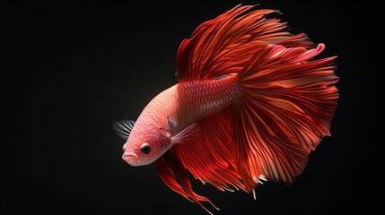 Wall Mural - Colourful Betta fish.Siamese fighting fish in movement isolated on black background. Capture the moving moment of colourful siamese fighting fish isolated on black background.