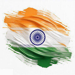 abstract india flag in paint brush stroke, isolated on white background