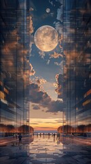 Wall Mural - High rise buildings at night