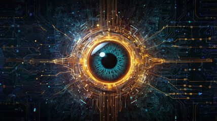 futuristic digital eye data network and cyber security technology. generative ai