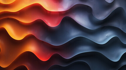 Poster - Vibrant orange abstract background with flowing curves, perfect for a modern website banner or backdrop