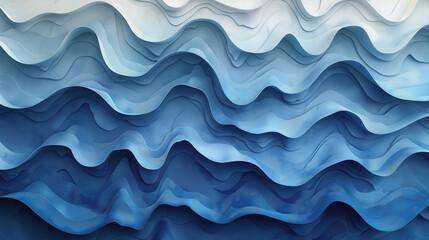 Poster - A seamless abstract background with wavy blue lines, perfect for a cool ocean-inspired design