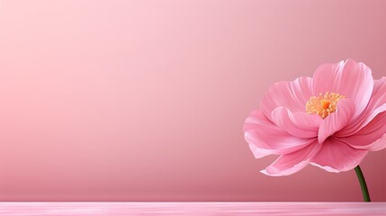 Poster - pink flower on a wooden background