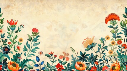 Wall Mural - Mughal floral border with space for text
