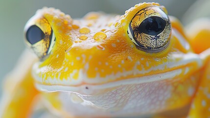 Wall Mural - Close-up of a Golden Frog with Water Droplets on Its Skin